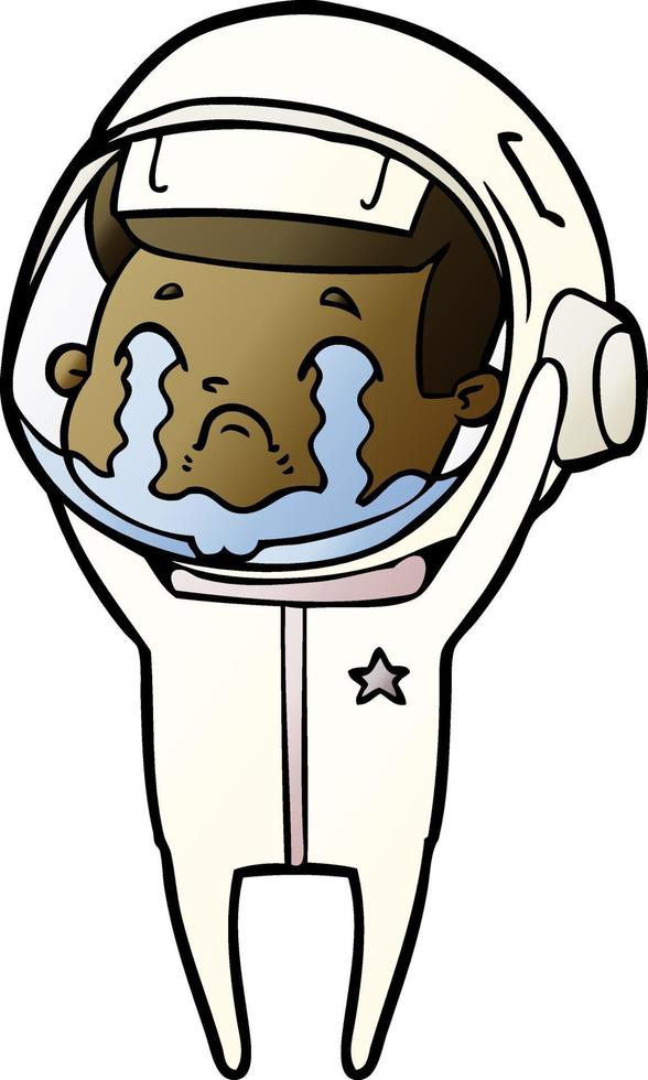 astronauta llorando de dibujos animados vector