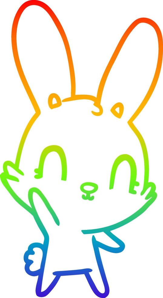 rainbow gradient line drawing cute cartoon rabbit vector