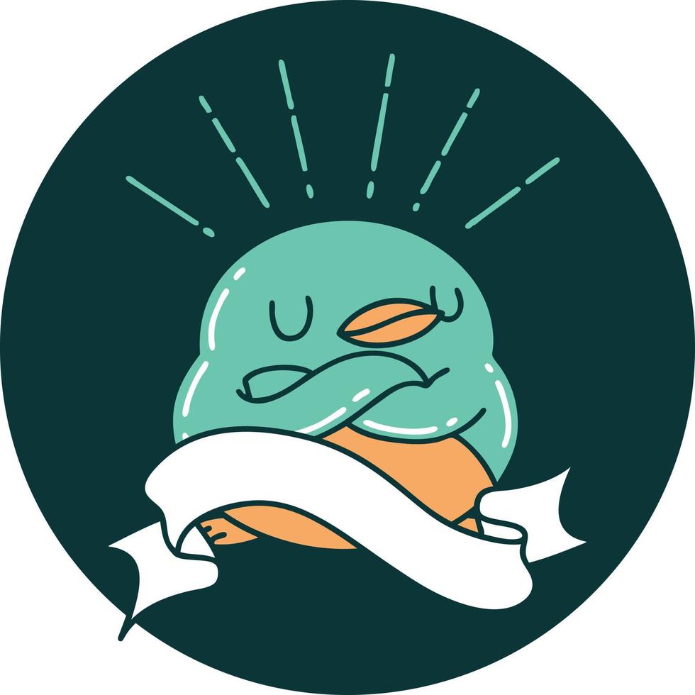 icon of a tattoo style robin with folded wings vector