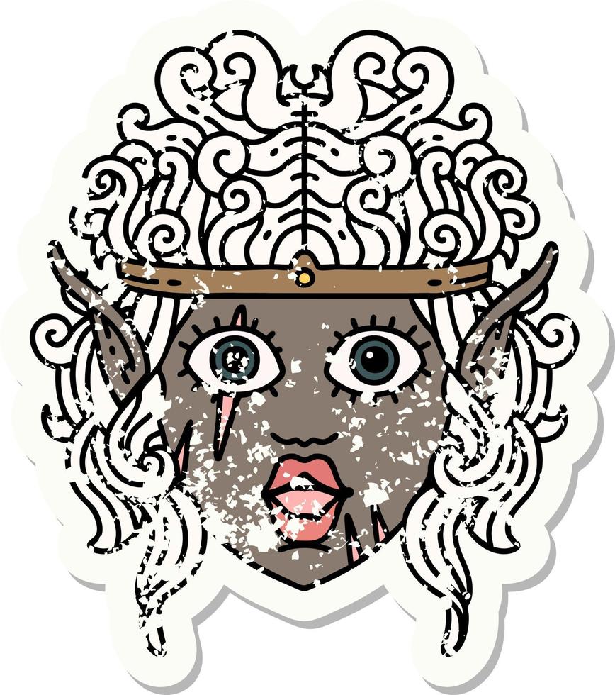 Retro Tattoo Style elf barbarian character face vector