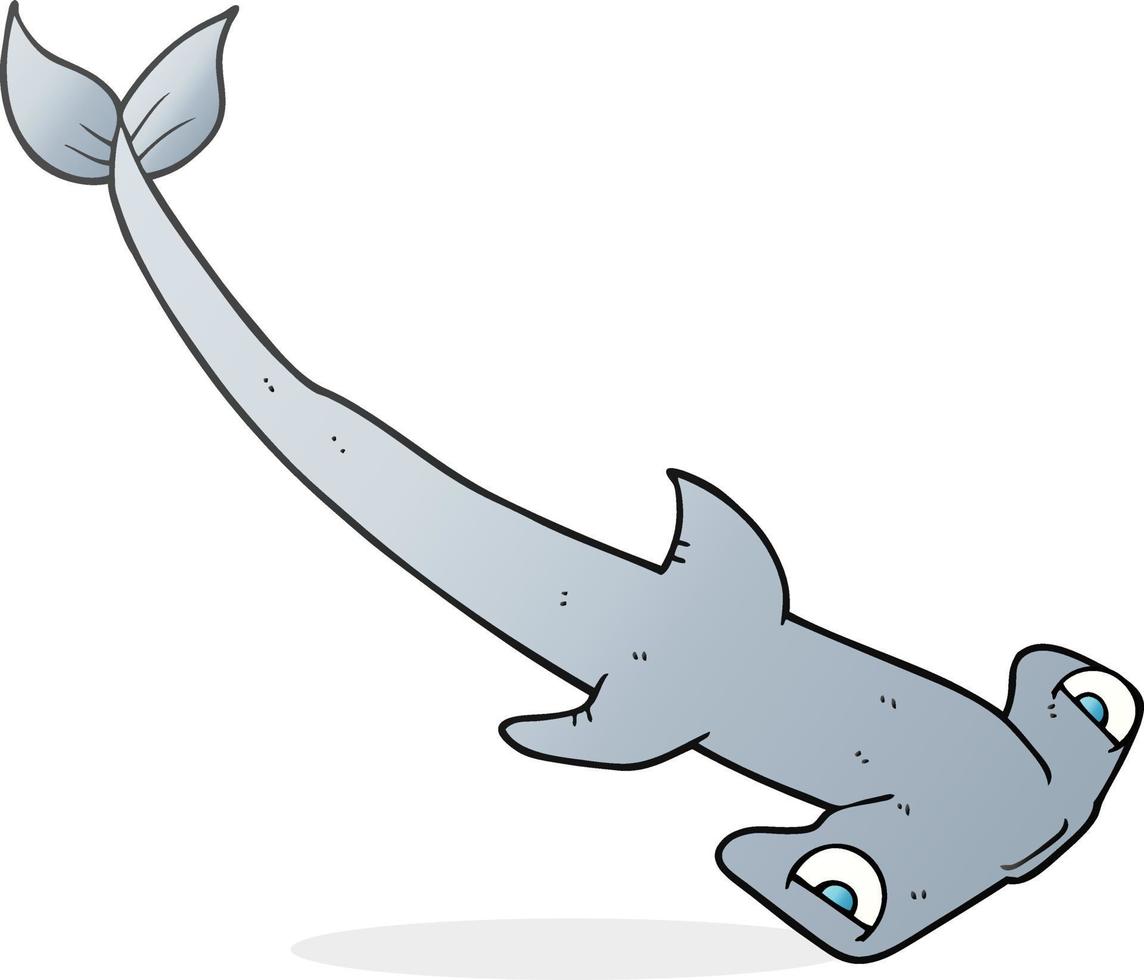 freehand drawn cartoon hammerhead shark vector