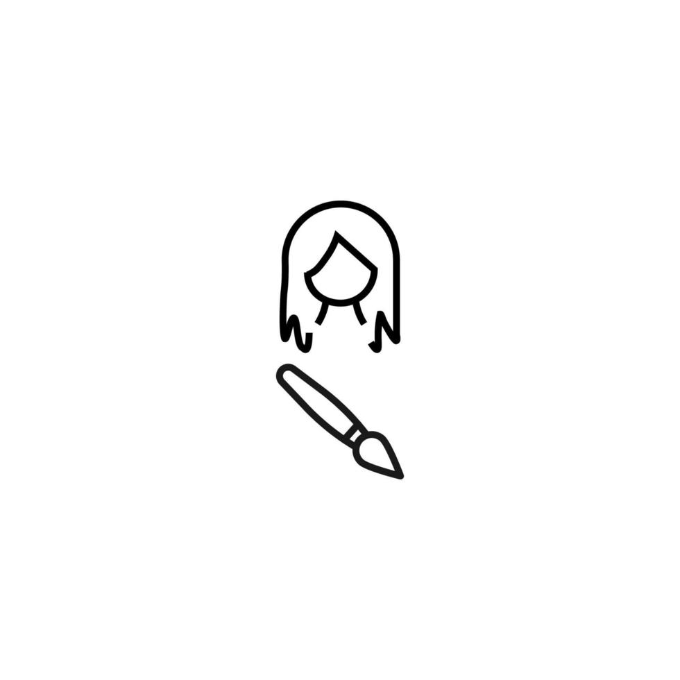 Profession, hobby, everyday life concept. Modern vector symbol suitable for shops, store, books, articles. Line icon of woman by paintbrush