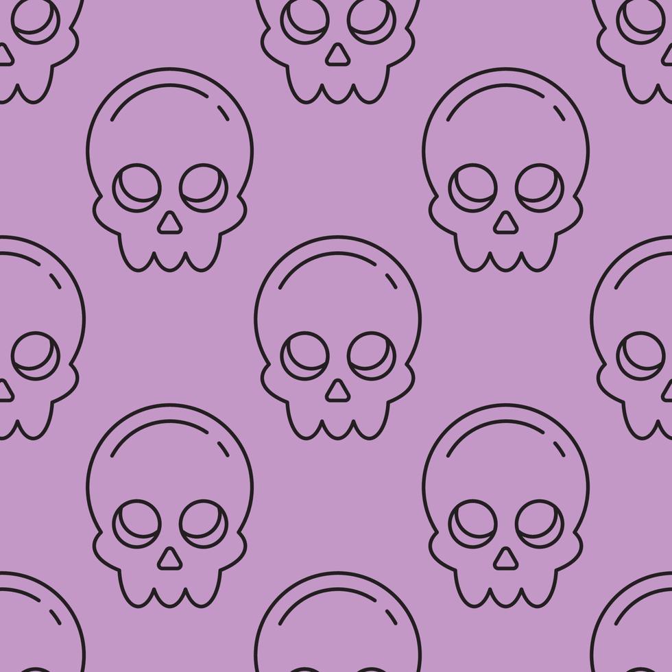 Holiday, fantasy and holiday concept. Seamless pattern of skull on light violet background. Perfect for wrapping, fabric, textile, wallpapers, giftboxes, postcards vector