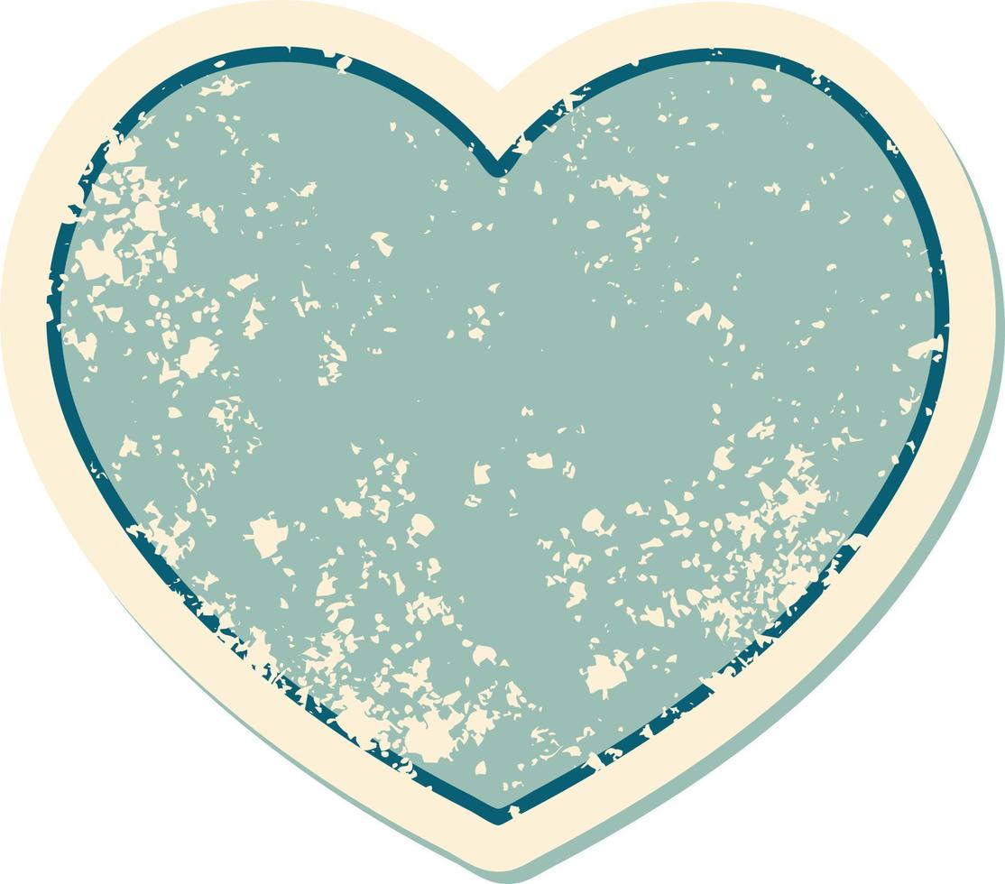 iconic distressed sticker tattoo style image of a heart vector