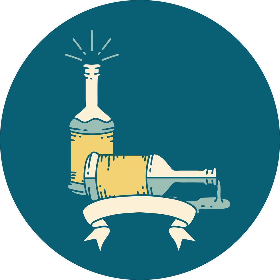 icon of a tattoo style beer bottles vector