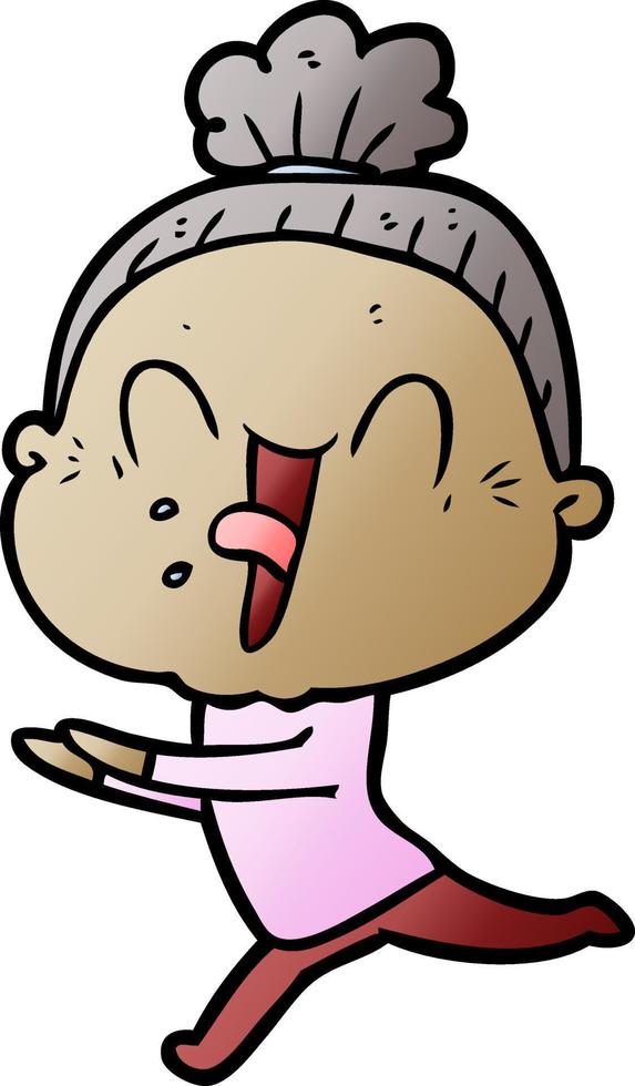 cartoon happy old woman vector