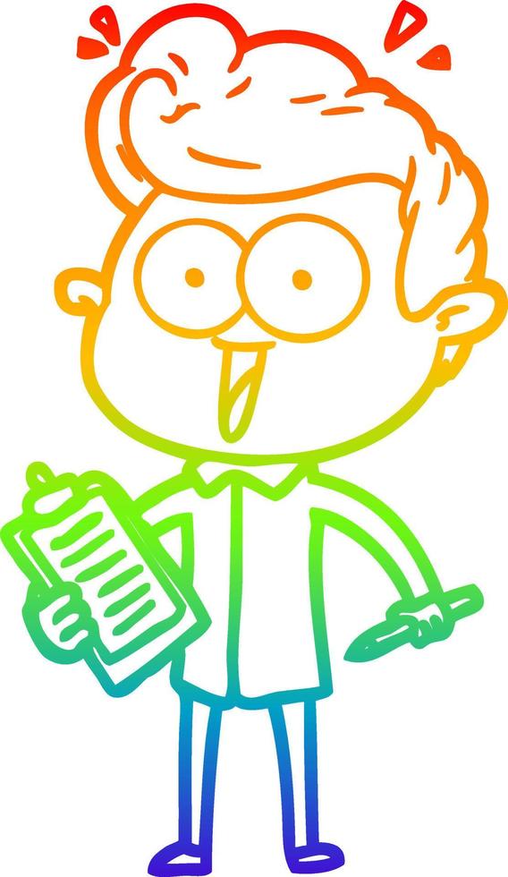 rainbow gradient line drawing cartoon staring man vector