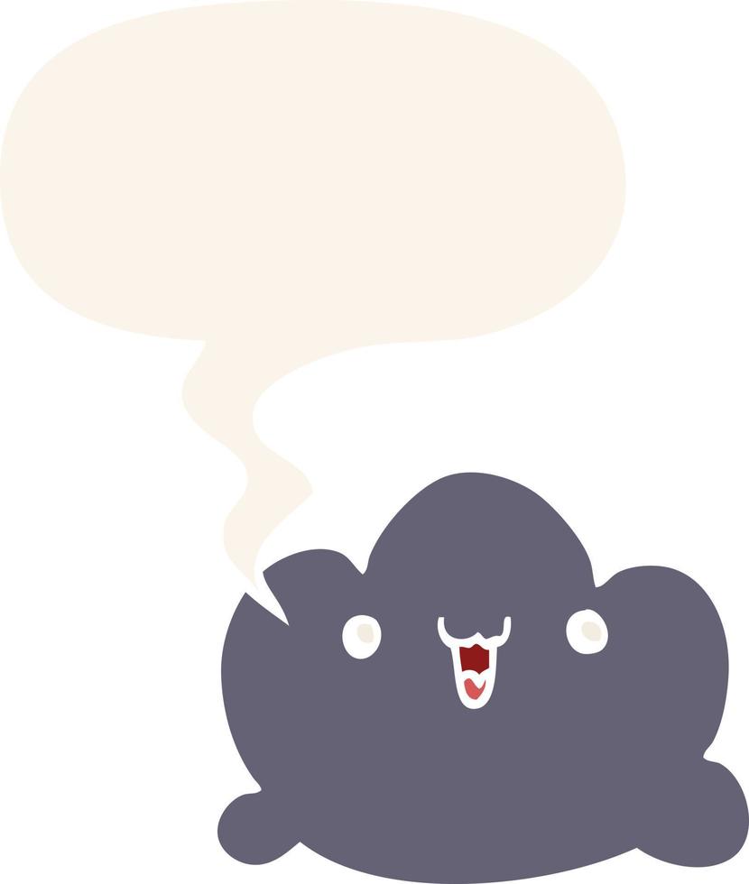 cartoon cloud and speech bubble in retro style vector