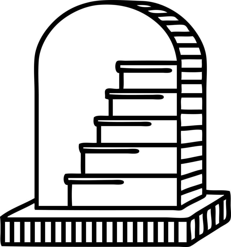 tattoo in black line style of a grave stone vector