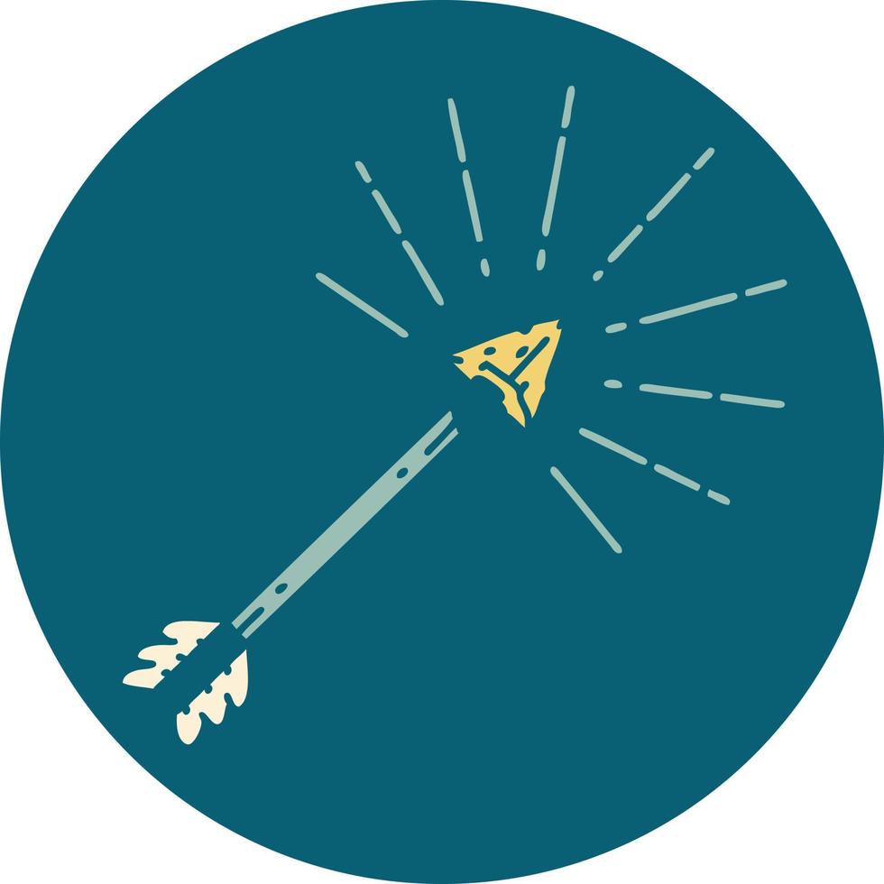 icon of a tattoo style old flint tip arrow vector