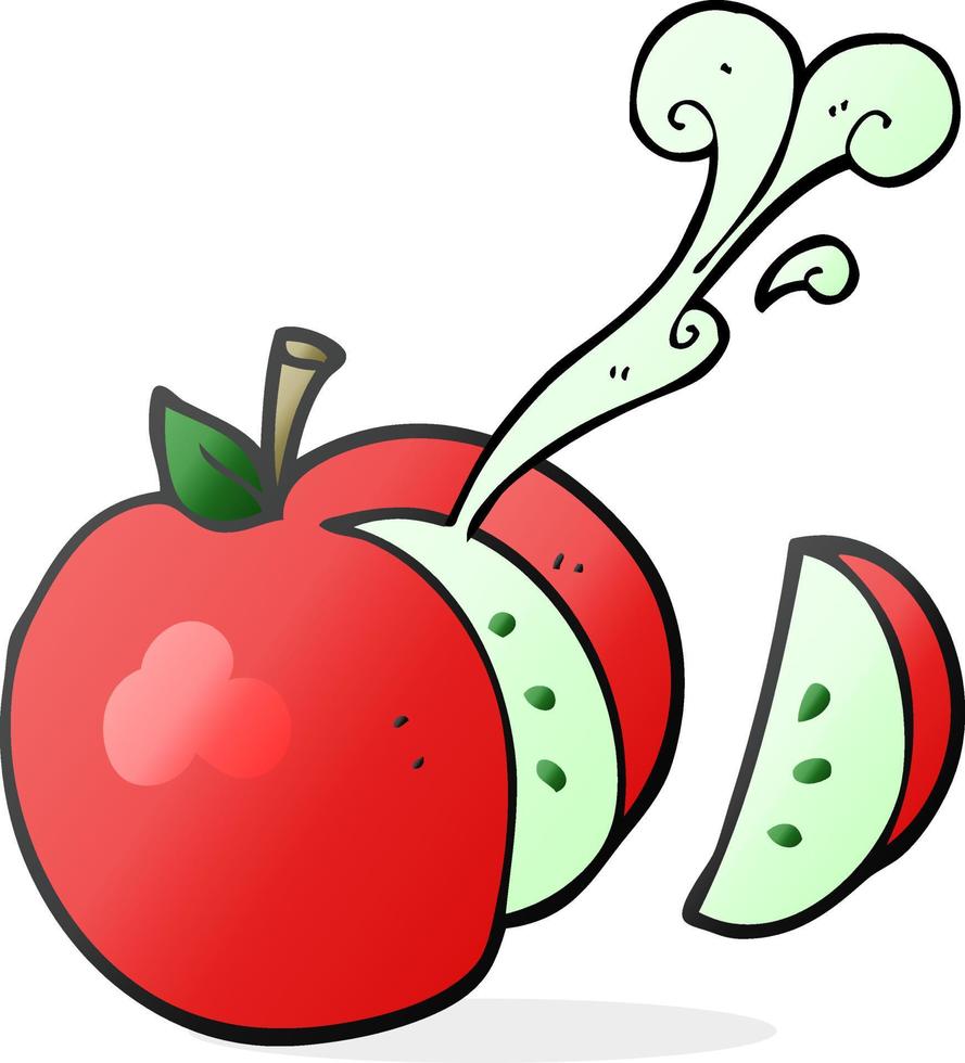 freehand drawn cartoon sliced apple vector