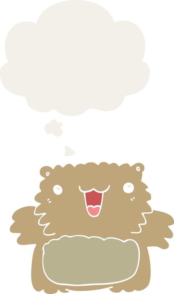 cartoon bear and thought bubble in retro style vector