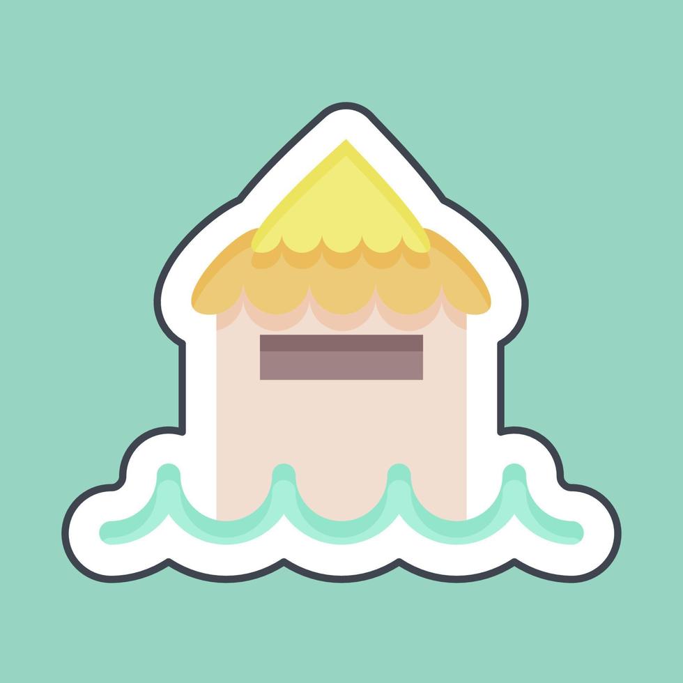 Bungalow de corte de línea de pegatina. relacionado con el símbolo de Tailandia. diseño simple editable. ilustración sencilla. iconos vectoriales simples. turismo mundial de viajes. tailandés vector