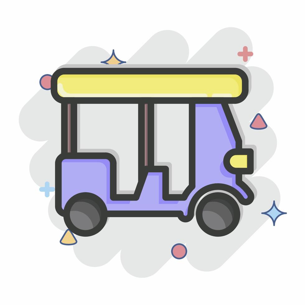 Icon Tuk tuk. related to Thailand symbol. Comic Style. simple design editable. simple illustration. simple vector icons. World Travel tourism. Thai