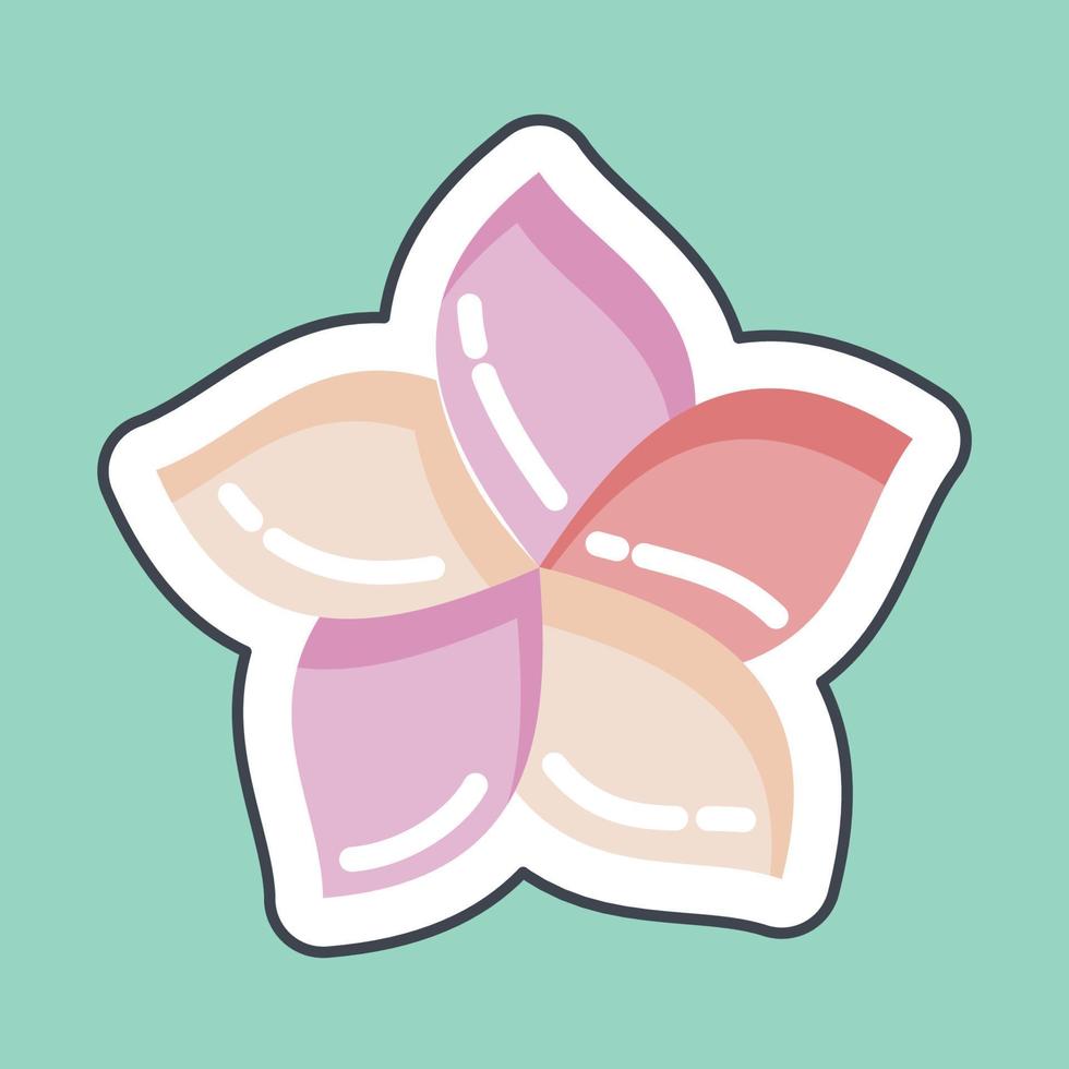 Sticker line cut Plumeria. related to Thailand symbol. simple design editable. simple illustration. simple vector icons. World Travel tourism. Thai