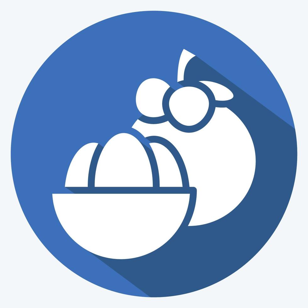 Icon Mangosteen. related to Thailand symbol. long shadow style. simple design editable. simple illustration. simple vector icons. World Travel tourism. Thai