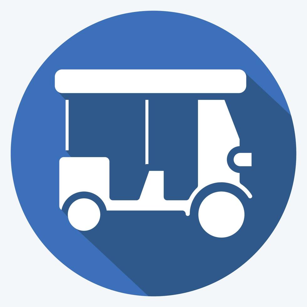 Icon Tuk tuk. related to Thailand symbol. long shadow style. simple design editable. simple illustration. simple vector icons. World Travel tourism. Thai