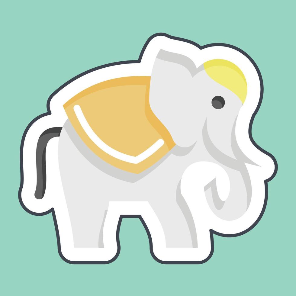 elefante de corte de línea de pegatina. relacionado con el símbolo de Tailandia. diseño simple editable. ilustración sencilla. iconos vectoriales simples. turismo mundial de viajes. tailandés vector