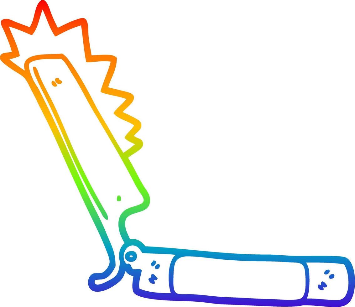 dibujo de línea de gradiente de arco iris maquinilla de afeitar afilada de dibujos animados vector