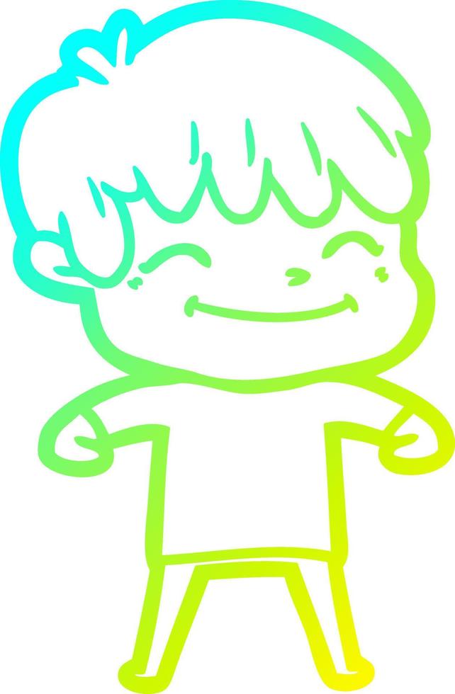 cold gradient line drawing cartoon happy boy vector