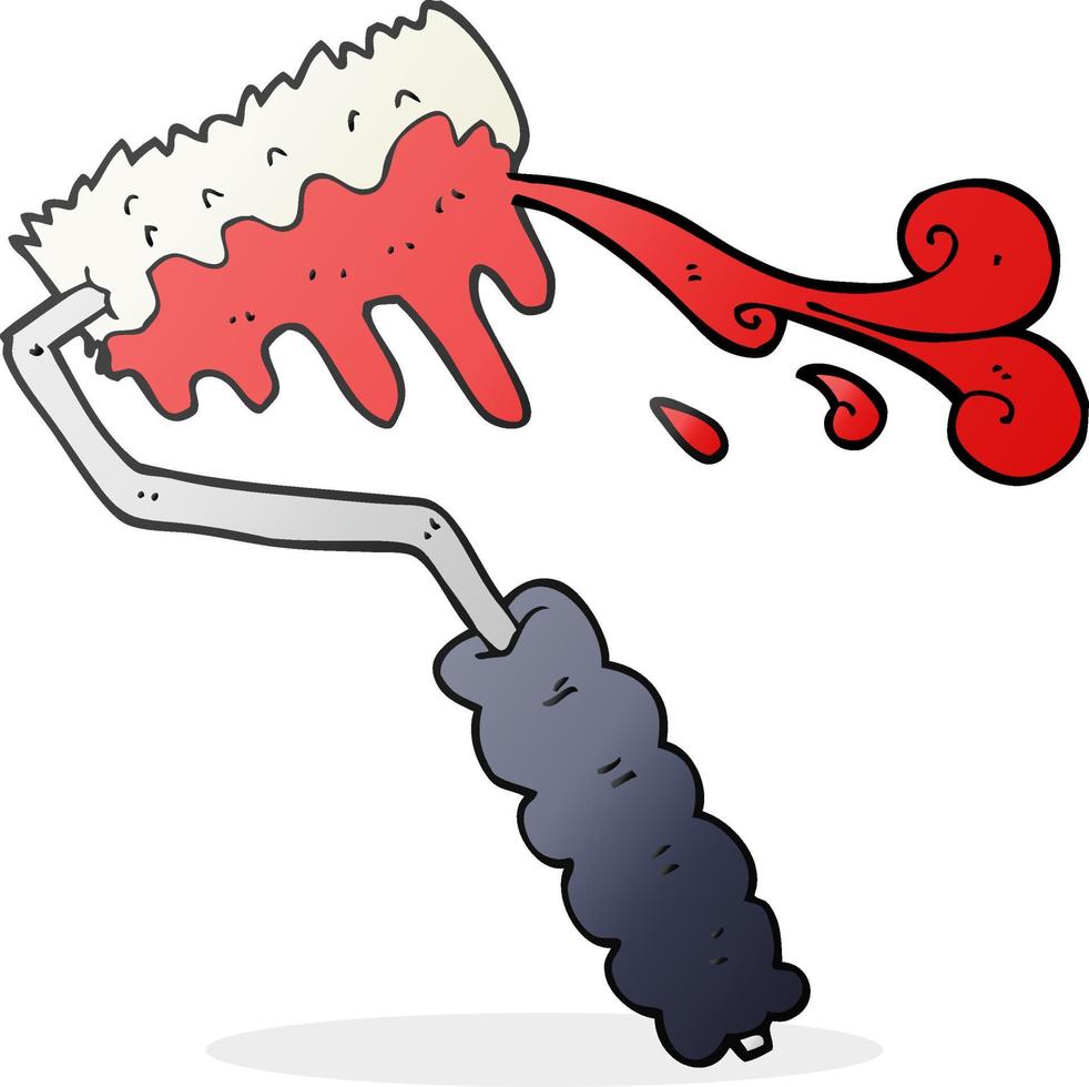 freehand drawn cartoon paint roller vector