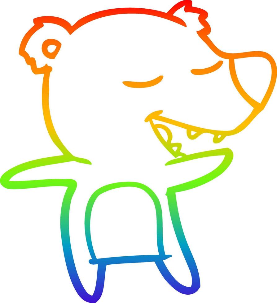 rainbow gradient line drawing cartoon bear vector