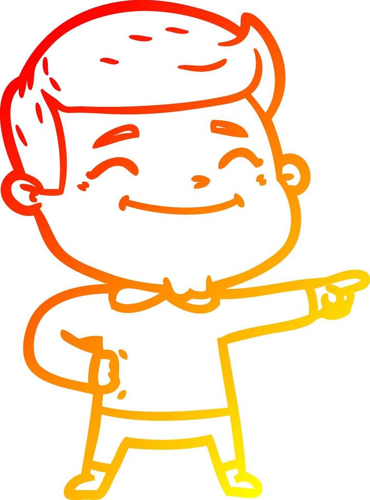 warm gradient line drawing happy cartoon man vector