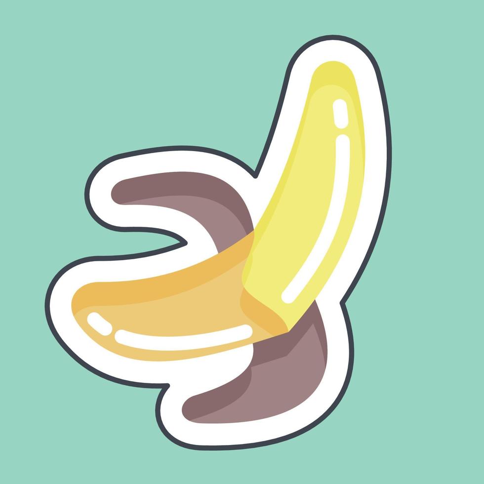 pegatina línea cortada banana. relacionado con el símbolo de Tailandia. diseño simple editable. ilustración sencilla. iconos vectoriales simples. turismo mundial de viajes. tailandés vector
