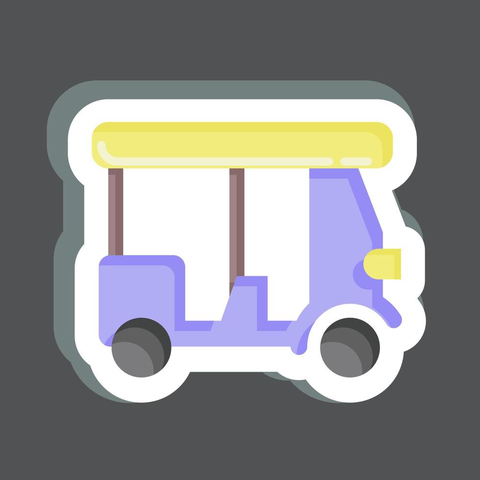 pegatina tuk tuk. relacionado con el símbolo de Tailandia. diseño simple editable. ilustración sencilla. iconos vectoriales simples. turismo mundial de viajes. tailandés vector