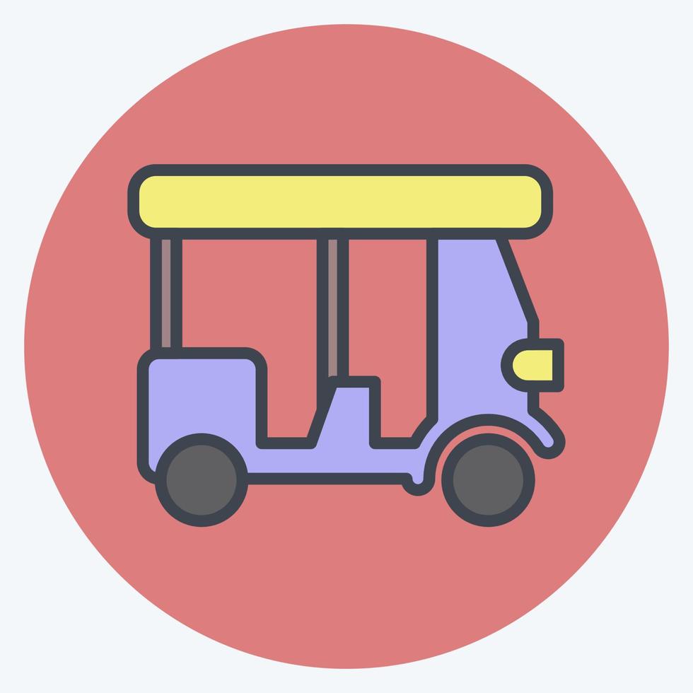 Icon Tuk tuk. related to Thailand symbol. color mate style. simple design editable. simple illustration. simple vector icons. World Travel tourism. Thai