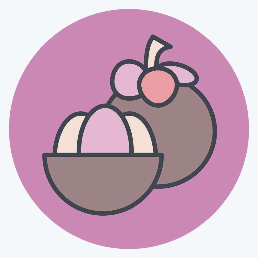 Icon Mangosteen. related to Thailand symbol. color mate style. simple design editable. simple illustration. simple vector icons. World Travel tourism. Thai