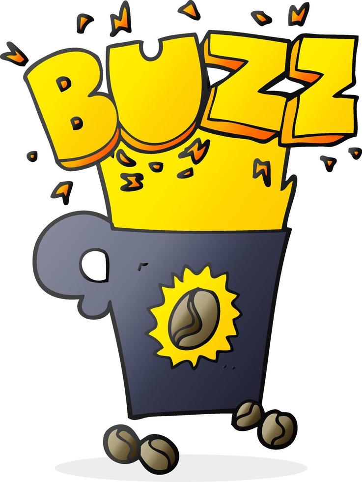 freehand drawn cartoon crazy powerful coffee vector