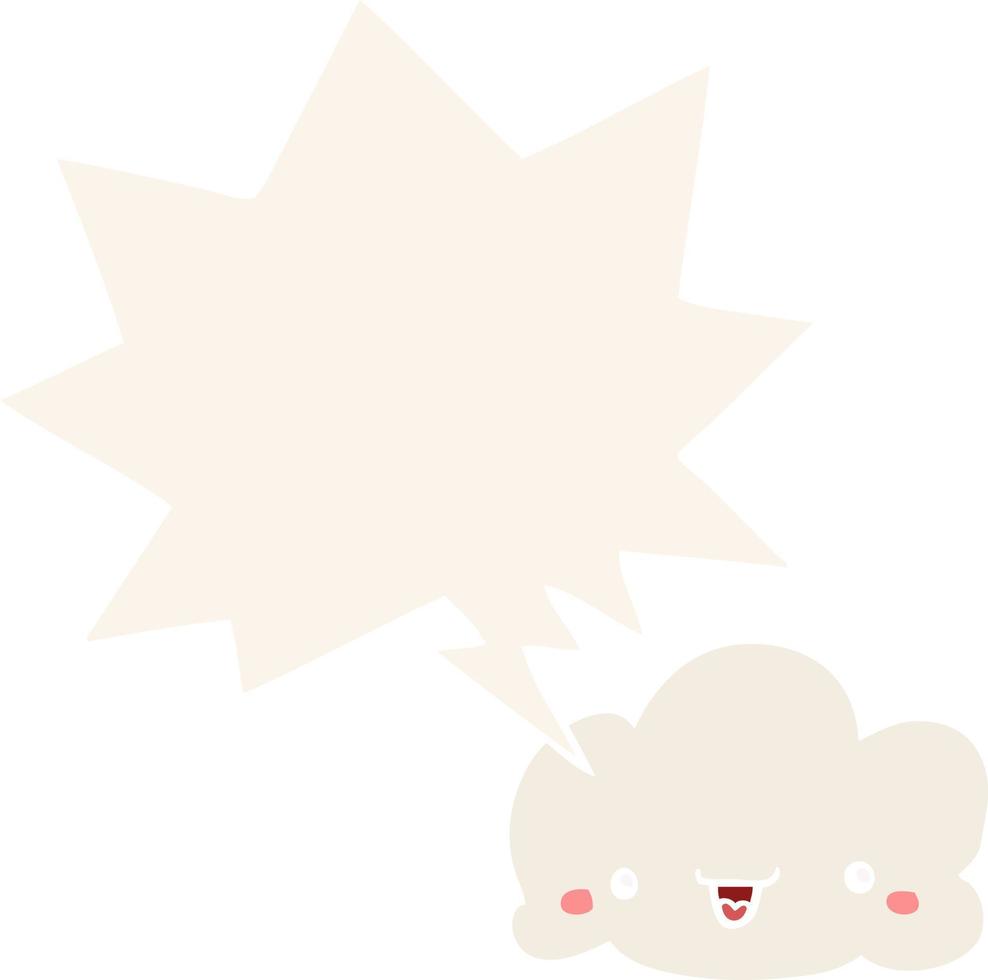 cartoon cloud and speech bubble in retro style vector