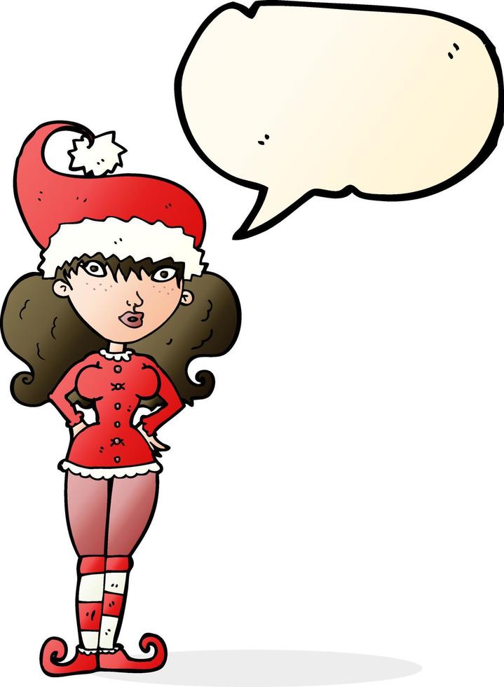 cartoon santa s helper woman with speech bubble vector
