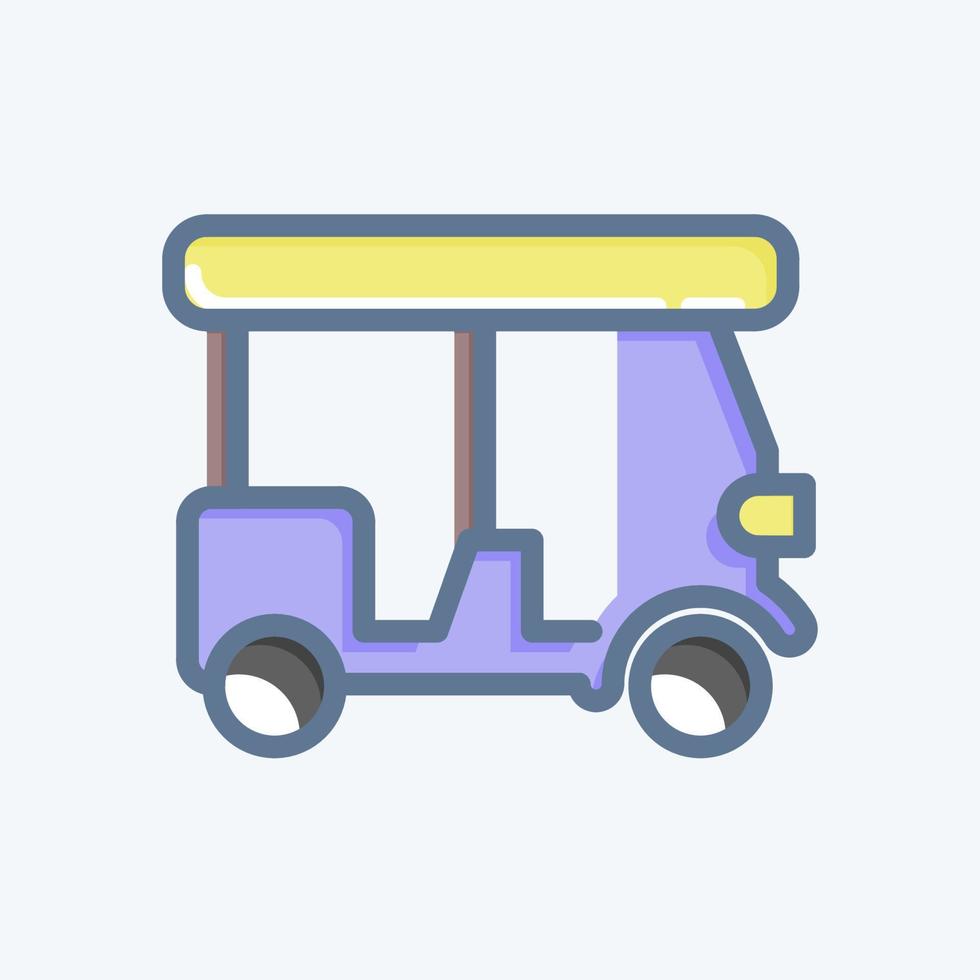 icono de tuk tuk. relacionado con el símbolo de Tailandia. estilo garabato. diseño simple editable. ilustración sencilla. iconos vectoriales simples. turismo mundial de viajes. tailandés vector