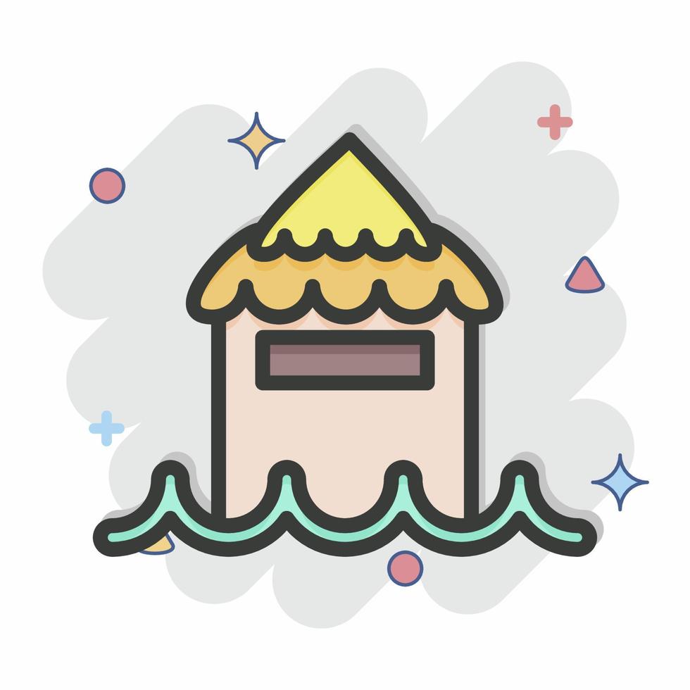 Icon Bungalow. related to Thailand symbol. Comic Style. simple design editable. simple illustration. simple vector icons. World Travel tourism. Thai