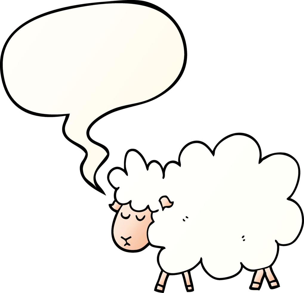 cartoon sheep and speech bubble in smooth gradient style vector