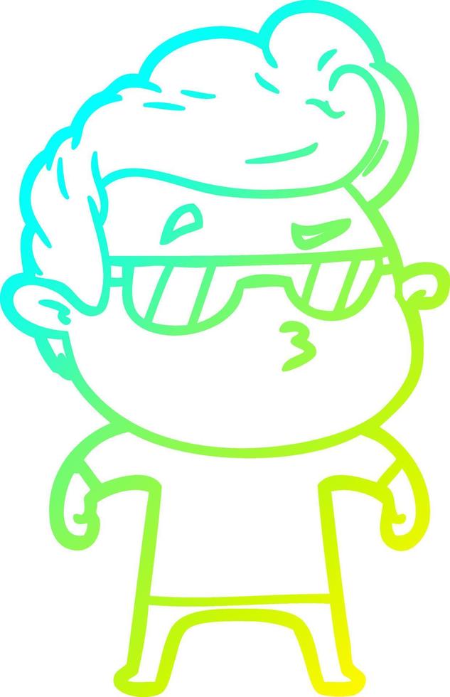 cold gradient line drawing cartoon cool guy vector