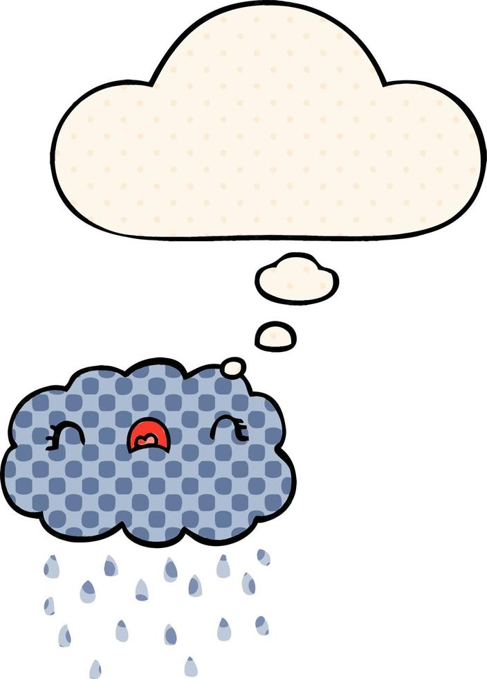 cute cartoon cloud and thought bubble in comic book style vector