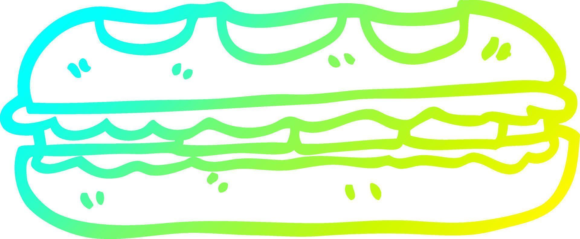 cold gradient line drawing cartoon tasty sandwich vector