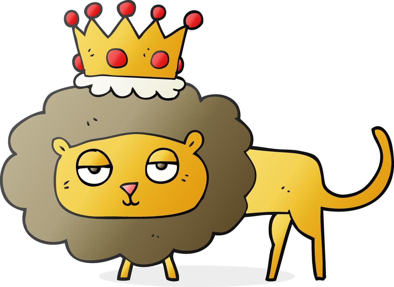 freehand drawn cartoon lion with crown vector