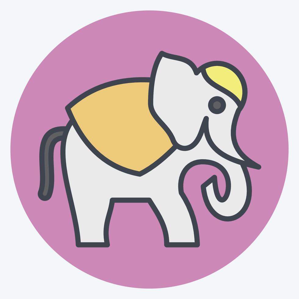 elefante icono. relacionado con el símbolo de Tailandia. estilo compañero de color. diseño simple editable. ilustración sencilla. iconos vectoriales simples. turismo mundial de viajes. tailandés vector