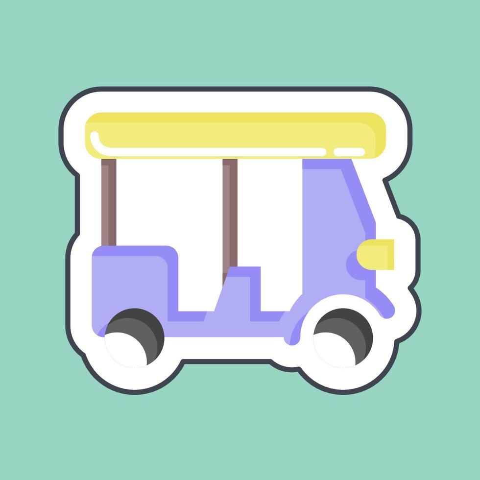 pegatina línea cortada tuk tuk. relacionado con el símbolo de Tailandia. diseño simple editable. ilustración sencilla. iconos vectoriales simples. turismo mundial de viajes. tailandés vector