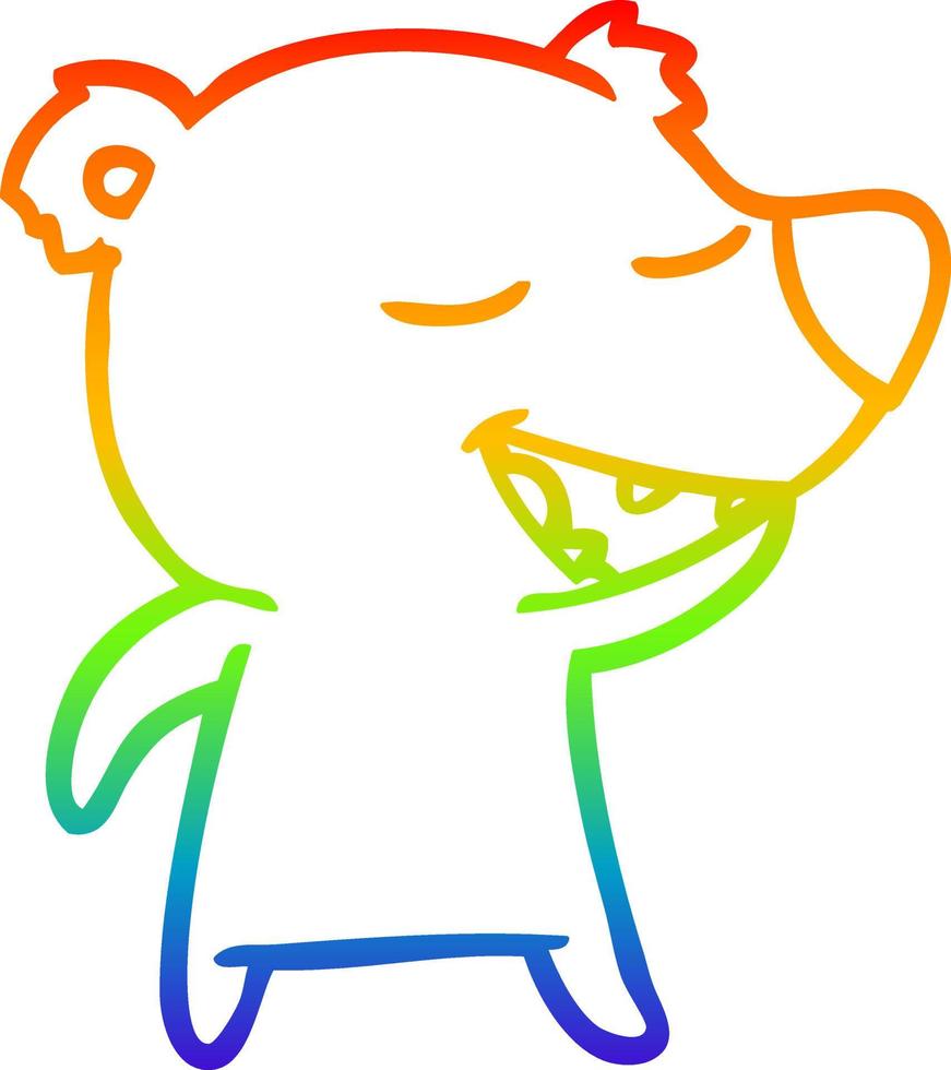 rainbow gradient line drawing cartoon bear vector