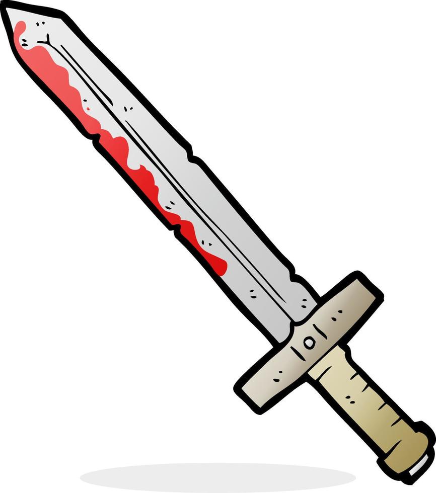 freehand drawn cartoon bloody sword vector