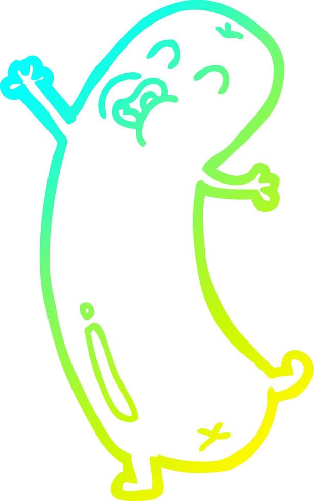 cold gradient line drawing cartoon dancing sausage vector