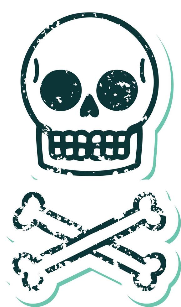 iconic distressed sticker tattoo style image of a skull vector