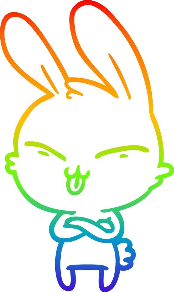 rainbow gradient line drawing cute cartoon rabbit vector