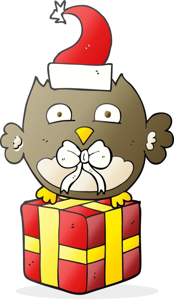 freehand drawn cartoon christmas owl vector