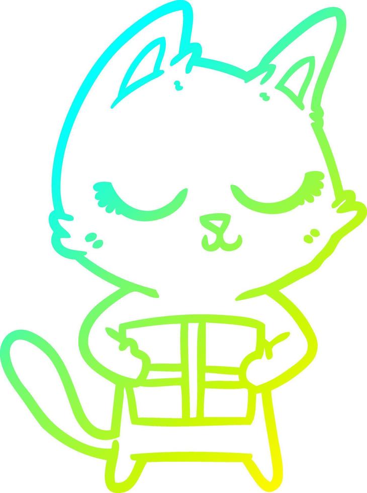 cold gradient line drawing calm cartoon cat vector